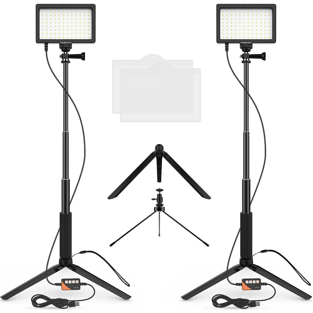 Travor TL-96A Mini Led Video Light Dimmable 96pcs LEDs USB Bi Color Video Lamp with Tripod Stand for Makeup Photography