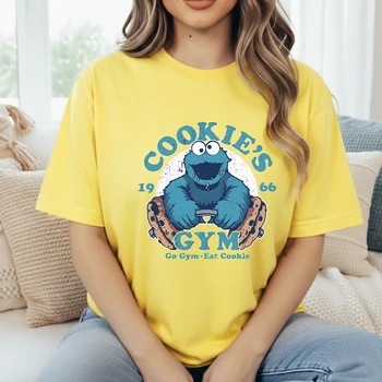 2026 Cookie Monster Gym Women T Shirt Funny Workout Cookie Graphic Cookies Gym 1966 Short Sleeve Crew Neck Cotton Tees