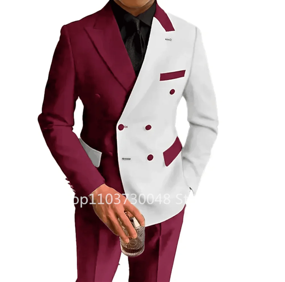 Fashion White Slim Fit Peak Lapel 2 Pieces Solid Color Men's Suits