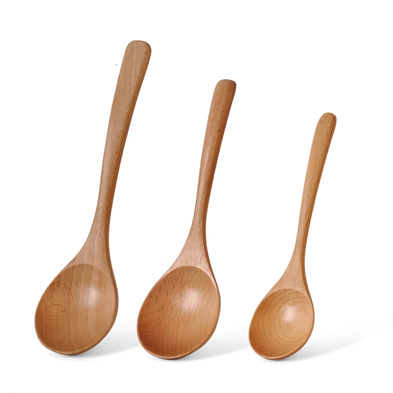 Cooking Spoons Wooden Soup Spoon Wooden Spoon Rice Scoop Coffee Stirring Mixing Soup Spoons Eco Friendly Tableware Kitchen Utensils
