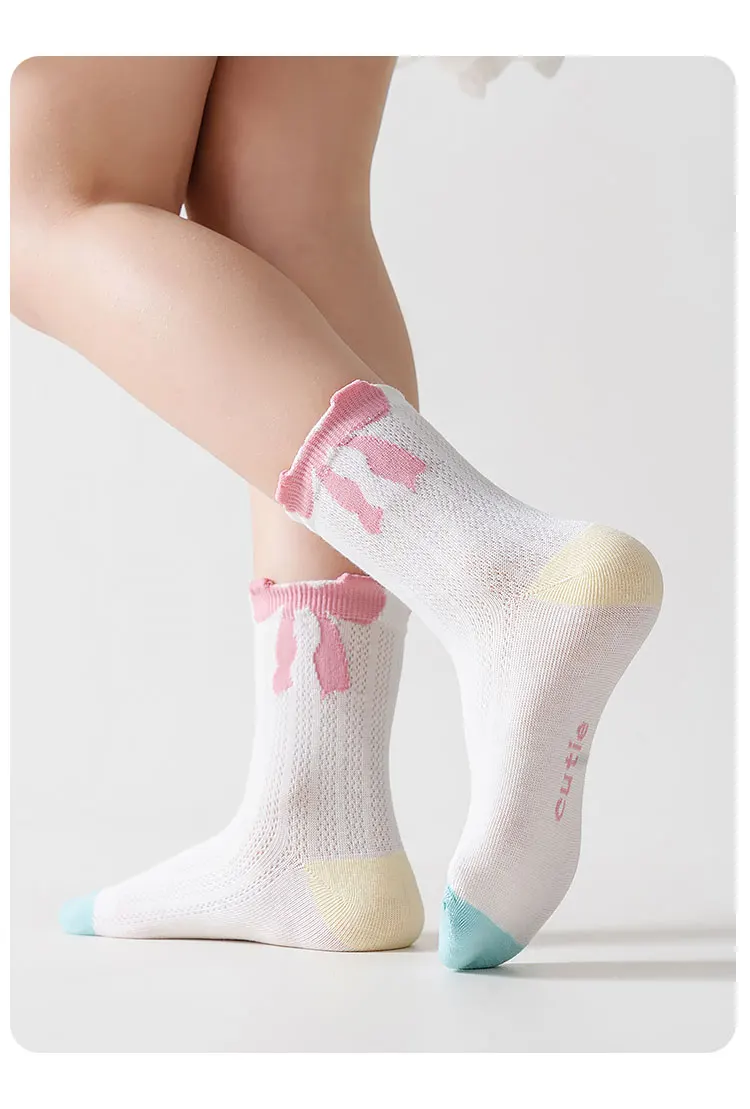 Mädchen Sommer Leichte Wadenlange Socken - Cartoonartige Niedliche Atmungsaktive Netz-Baumwollsocken für Mädchen und Schülerinnen – Detail 16