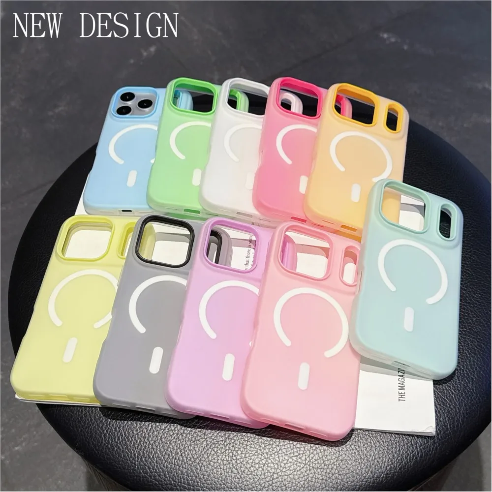 Candy Color Matte 2-in-1 Magnetic Wireless Charging Phone Case Cover