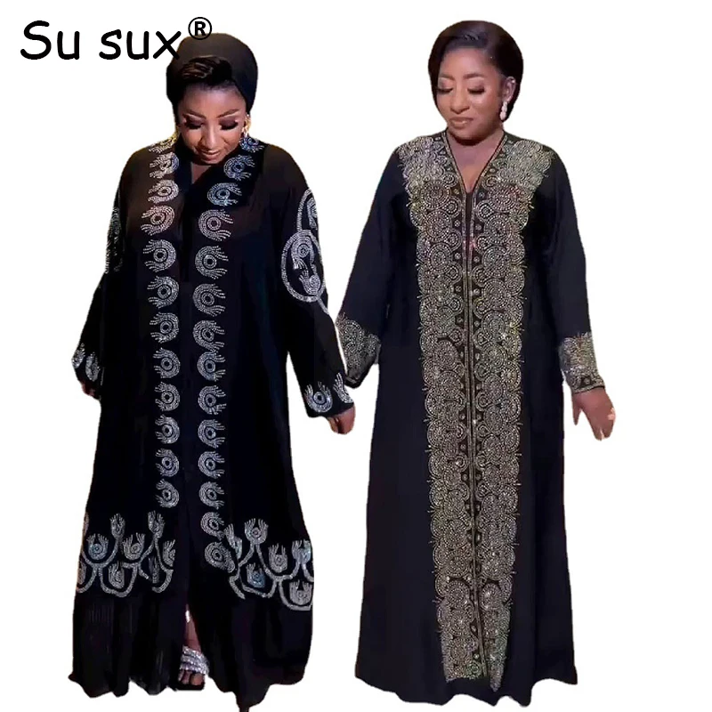 

African Dresses Abayas For Women 2023 Dashiki Robe Africaine Boubou Femme Musulmane Plus Size Sequins Maxi Dress Partyclub