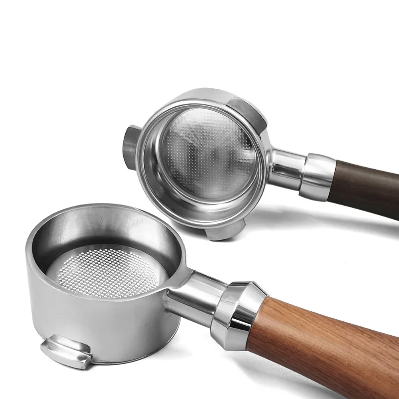 Portafiltro Nudo Senza Fondo 51 Mm A 2 Orecchie - Manico In Legno, Acciaio Inox 304 Per Macchina Caffè