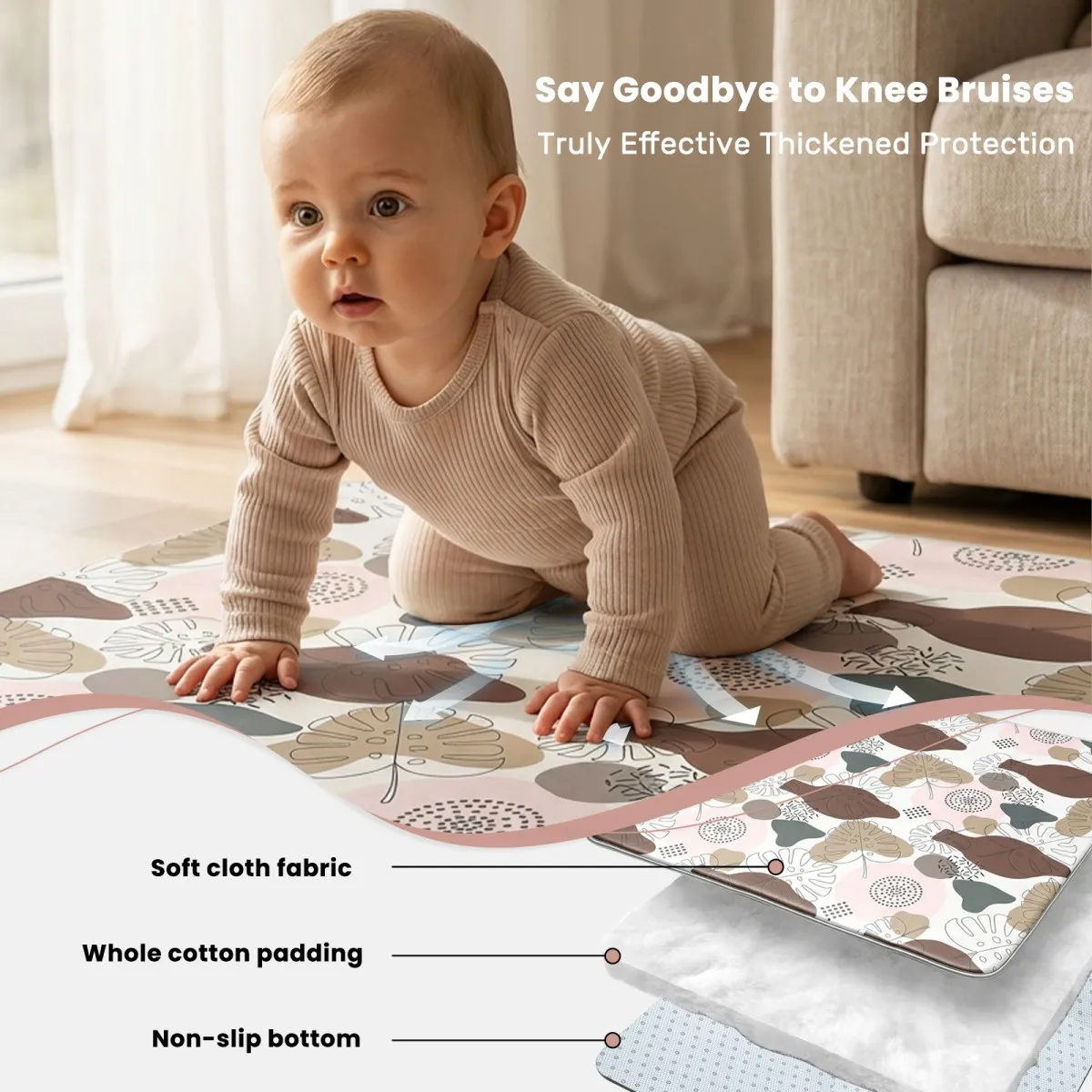 Babyspielmatten, Krabbel-Laufstallmatte, verdickte weiche Polsterung, Schaumstoff-Spielmatte für Babys und Kleinkinder, faltbare Krabbelmatten – Detail 9