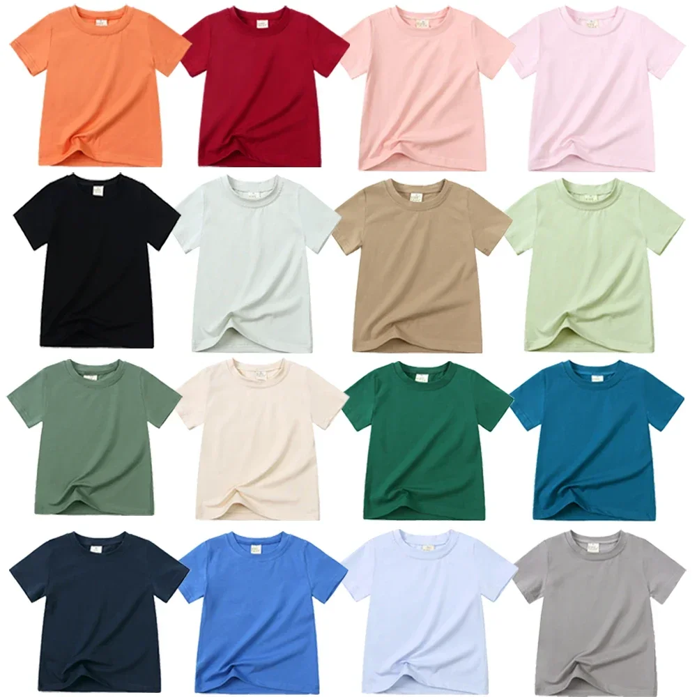 Cotton T Shirt Girls Tee Shirt Girls T Shirt T Shirt Kids T Shirt Summer Kids Boys Girls Solid Cotton Breathable Short Shirt For 12M-9T Baby