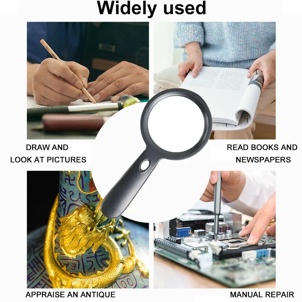 45X LED Magnifier Handheld Magnifier 12/3 LEDs Light Magnifying Glass Portable for Elder Reading Book/Newspaper Jewelry Loupe