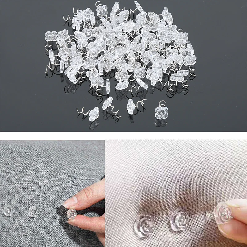 Sewing Pins 50/100pcs Transparent Twist Nail Pins for Sofa Sheet Plastic Head Pin Screw Fastening Safety Buckle for Fixed Blankets