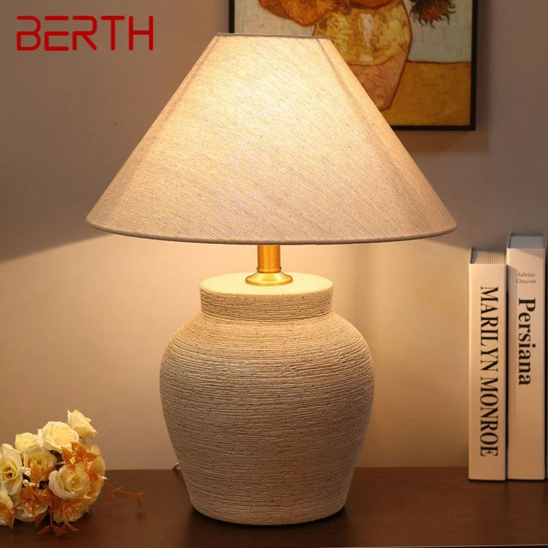 

BERTH Nordic Ceramic Table Lamp Modern Art Living Room Bedroom Study Villa LED Originality Desk Light