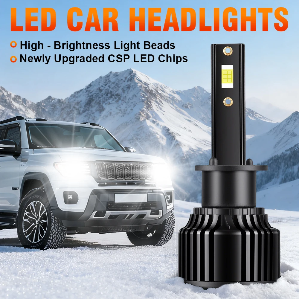 2개입 자동차 조명 LED H1 20000LM LED 램프 자동차 헤드라이트 전구 DC12V 6000K 화이트 자동차 전구 3570 CSP