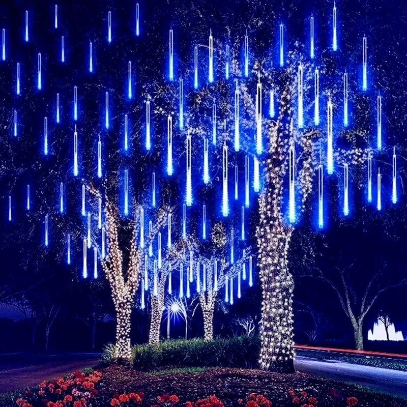 

32/24/16/8Tubes Meteor Shower Rain Lights Waterproof Falling Raindrop Fairy String Light for Christmas Holiday Party Patio Decor