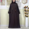 Nouveau Ramadan coton robe femmes recueillir taille Double chapeau Abaya femmes musulmanes ample Maxi caftan dubaï turquie Islam vêtements de prière