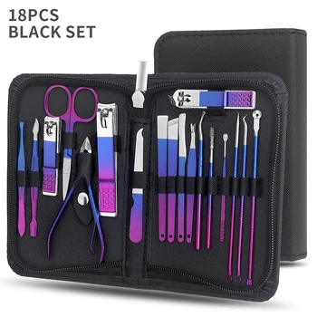 9/18 pcs Gradient Color Nail Clippers Manicure and Pedicure Tool Set 1