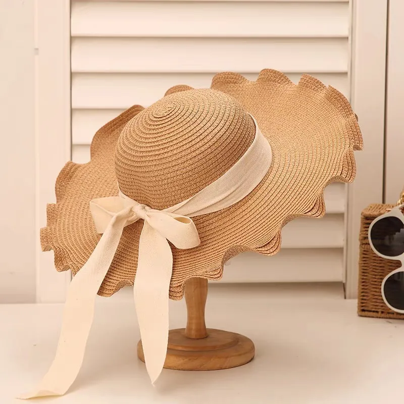 New Fashion Summer Straw Hats Bowknot Steamer Breathable Sun Hat Women Holiday Beach Hat Sun Protection Cap Visor Hat Sombreros