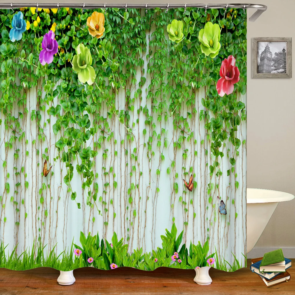 Skeleton in Mexican Flowers Fabric Shower Curtain Bathroom Waterproof 71*71 inch 