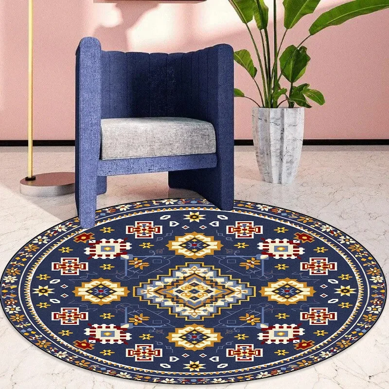 Bohemian Style Round Carpets Living Room Luxury Sofa Area Chair Non-slip Soft Floor Mat Bedroom Decor Cloakroom Rugs Washable 러그 2