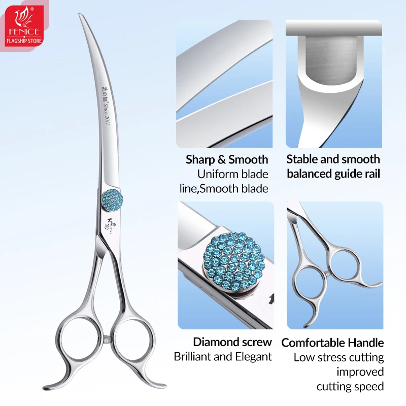 6.5/7.5 Inch Curved Scissors 45&deg; For Trimming Dog's Round Head Pet Grooming Tools dog grooming scissors