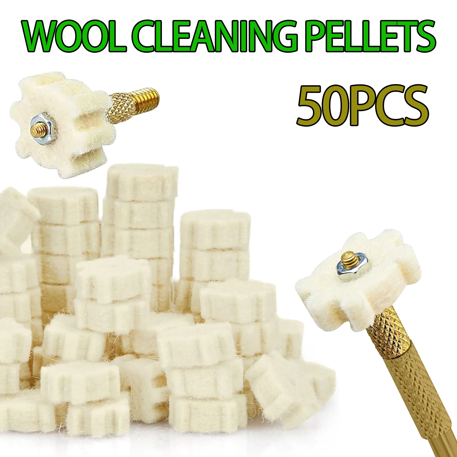 Chamber Mop Cleaning Pads Star Wool Felt Adapter Gun Brush Cleaning Kit For .22Cal 5.56mm .30Cal 7.62mm .223 caliber 50pcs