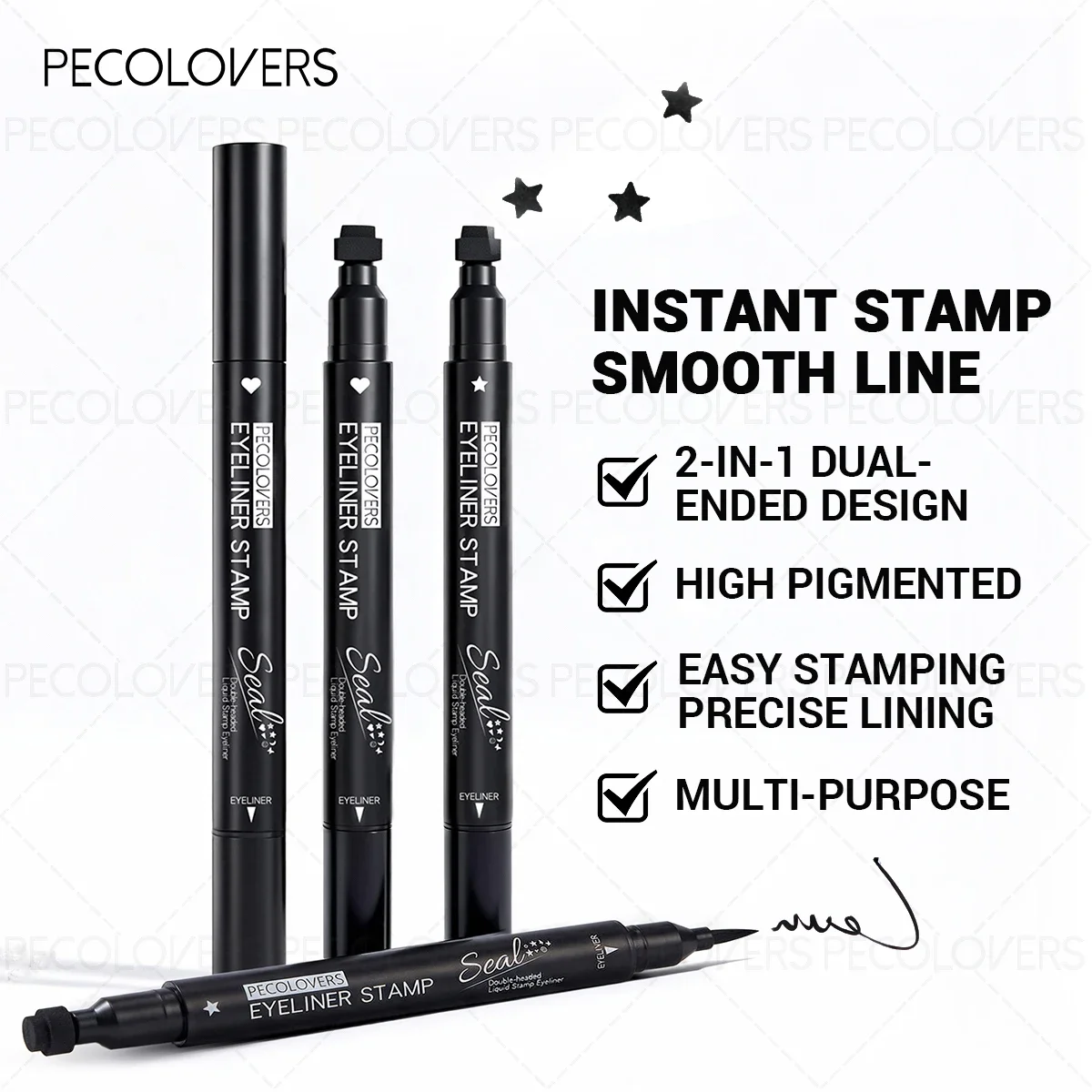 Waterproof Smudge-Proof Liquid Eyeliner with Stamp - Perfect for Crafting Unique Eye Looks | Makeup Essential