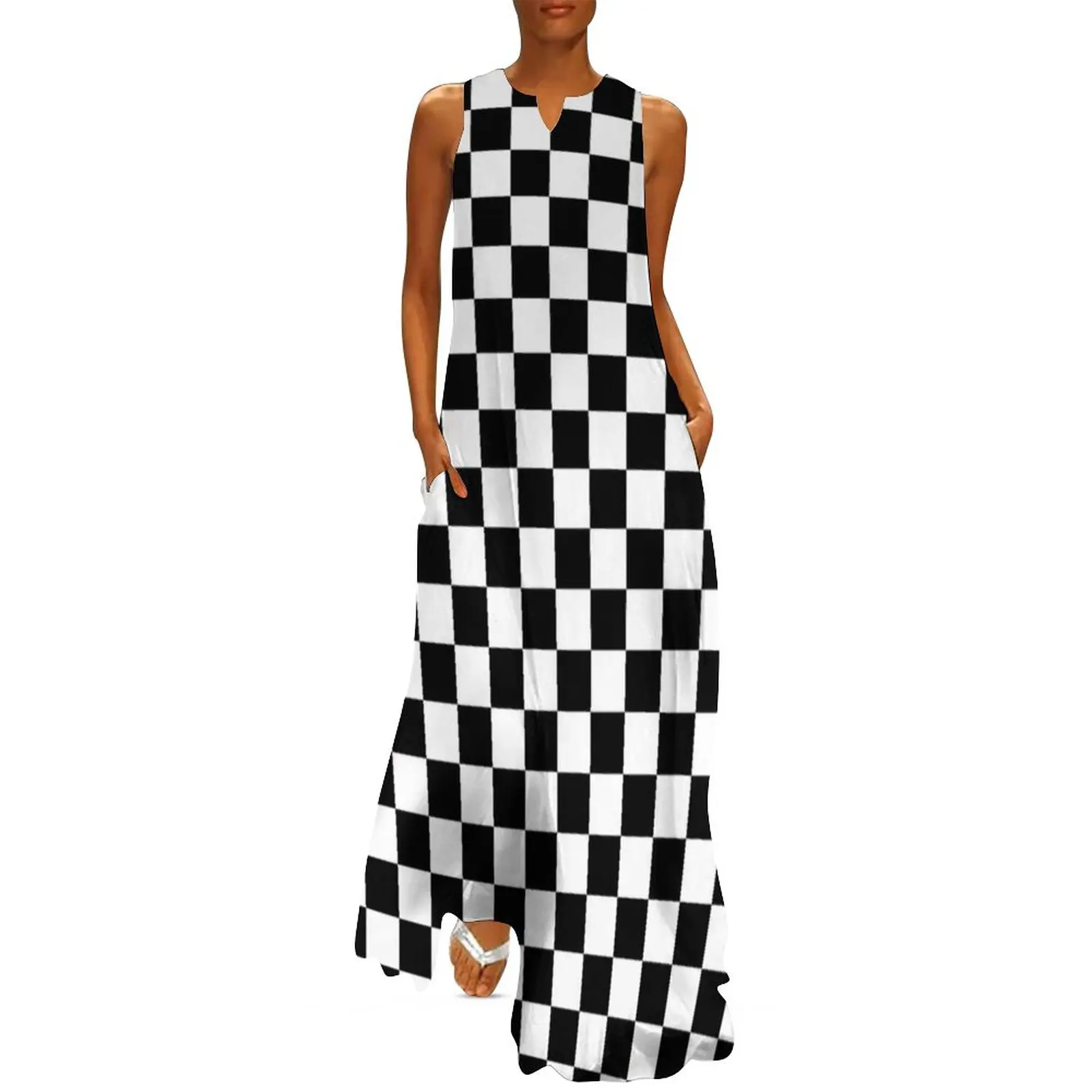 Vestido xadrez fino, preto, branco, tecido xadrez com mosaico de algodão  quadrado, saia polin tecido para camisa xadrez, vestido de verão