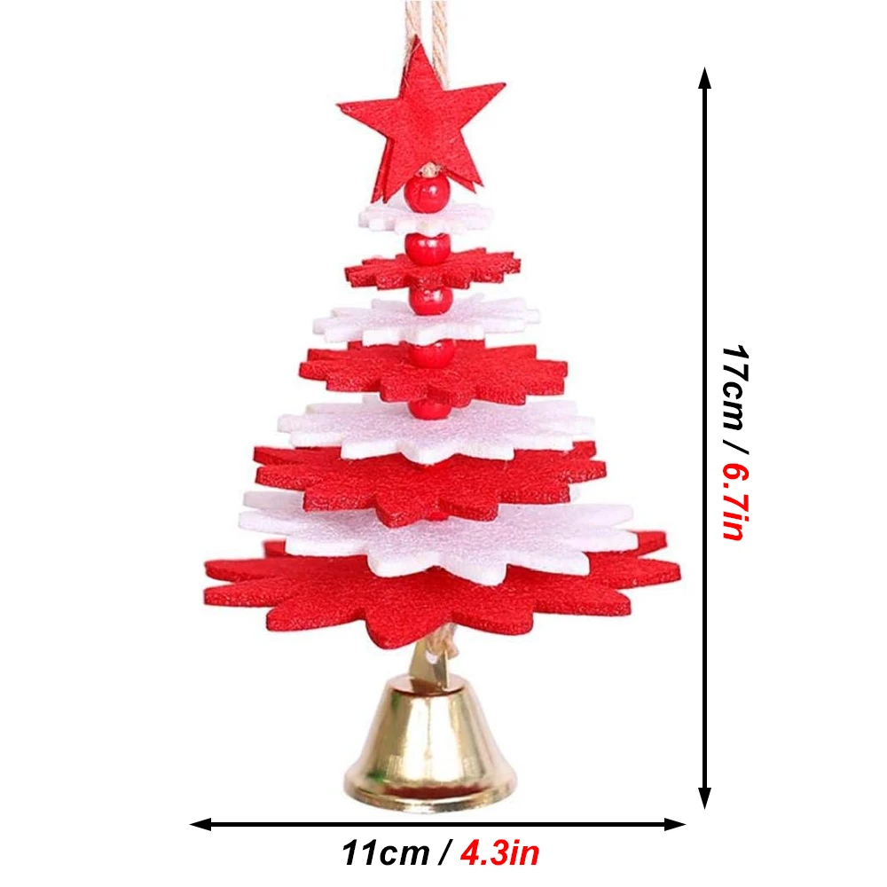 1 pc Cute Felt Christmas Tree-shaped Bird Hanging Toy with Bell for Small Animal Birds Parrots Christmas Cage Hanging Chew Toys