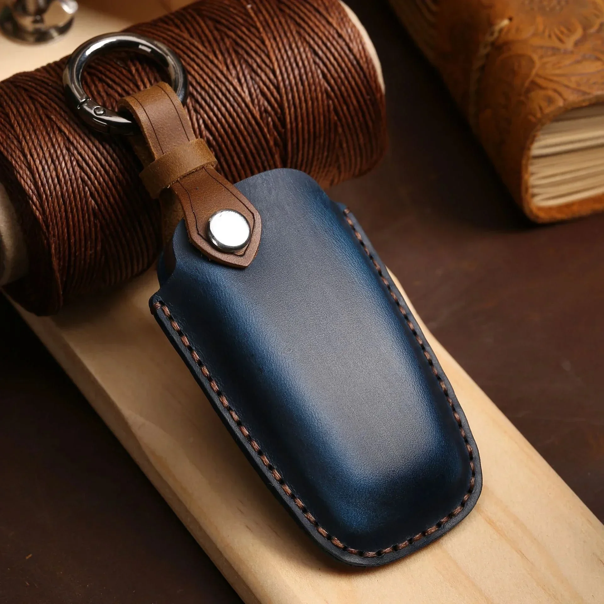 Premium Leather Car Key Case Cover & Keychain Holder