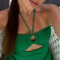 YuooMuoo Chic Fashion Sexy Package Hips Split Knitted Summer Dress 2025 Women Slim Elastic Bodycon Party Dress Streetwear Outfit - Image 2