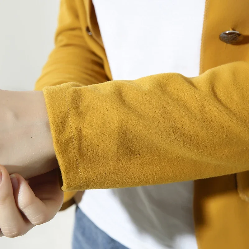 Women Jackets Blazer New 2023 Long Sleeve Row Buckle Yellow Slim Small Suit Femme Hot Style Loose Coat Red Pattern Mujer Suit