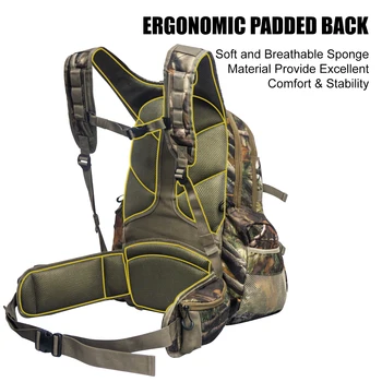 35L Hunting Backpack Camo Hunting Pack with Gun Bow Pocket Long-Lasting Large Capacity Hunting Day Pack 4