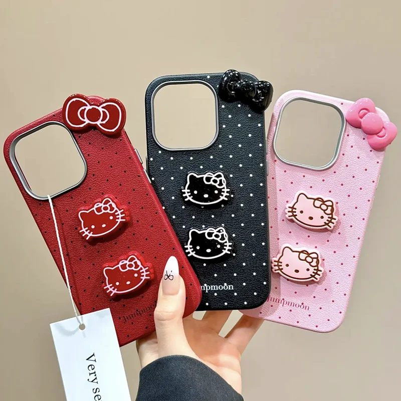 Candy 3D Kitty Toy Bowknot Leather Style Soft Phone Case