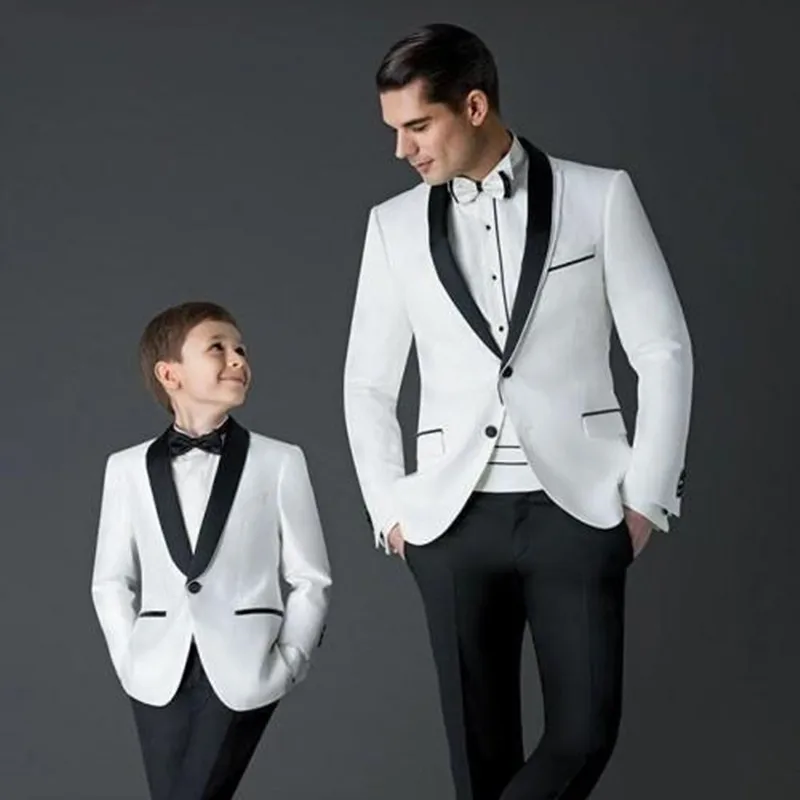 

2023 Newest Boys Suits for Weddings Children Suit Black White Kid Wedding Prom Suits Blazers for Boys Tuxedo(Jacket+Pants )