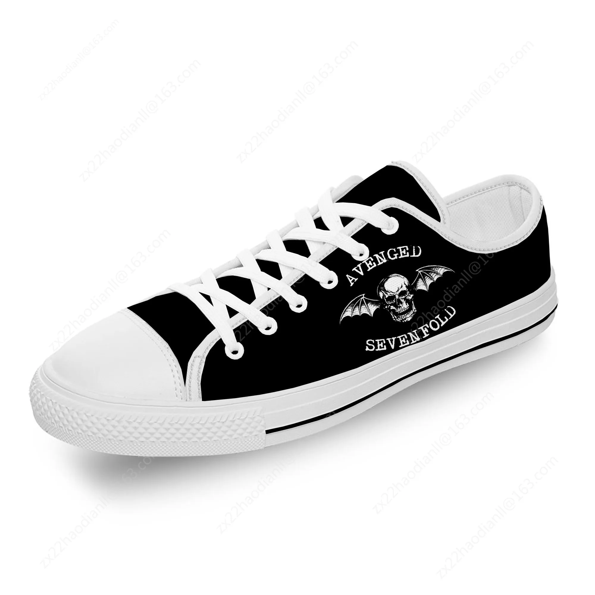 Avenged Sevenfold A7X Low Top Sneakers Mens Womens Teenager Casual Shoes Canvas Running Shoes 3D Print Lightweight shoe White