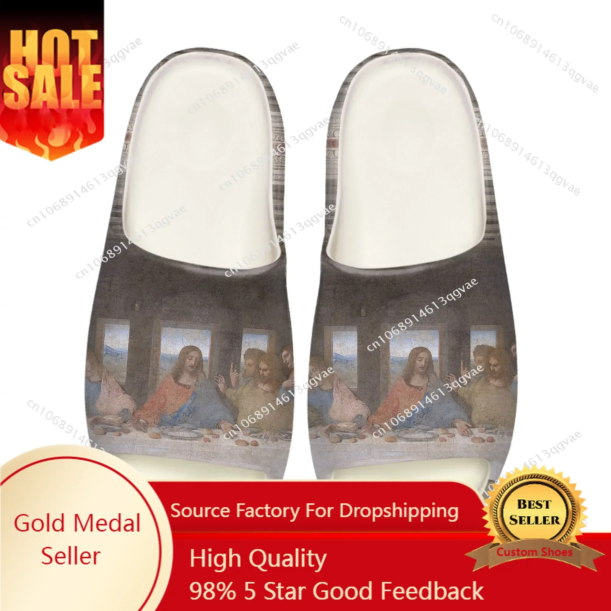 

Da Vinci Last Supper Soft Sole Sllipers Home Clogs Step on Water Shoes Mens Womens Teenager Bathroom Customize on Shit Sandals