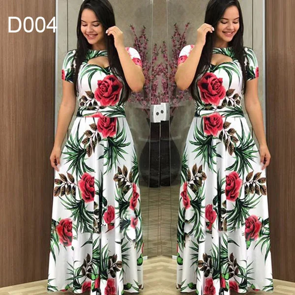 Elegante vestido de primavera para mujer, informal, de moda, con estampado floral, manga corta, superlargo, 2023, nuevo, a la moda, con aberturas.