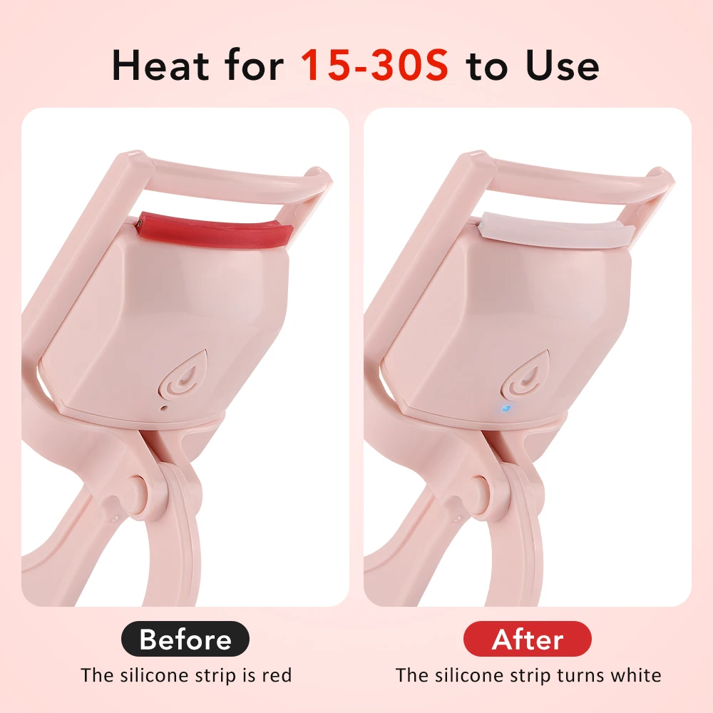  Portable Electric Eyelash Curler Anti-Scald Quick-Heat Easily Curling Heated Eyelash Curler Portable Lash Styling Makeup Tool