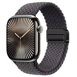 Nylon Braided Adjustable Strap for Apple Watch - Durable and Stylish Watch Band Accessory (Space ash)