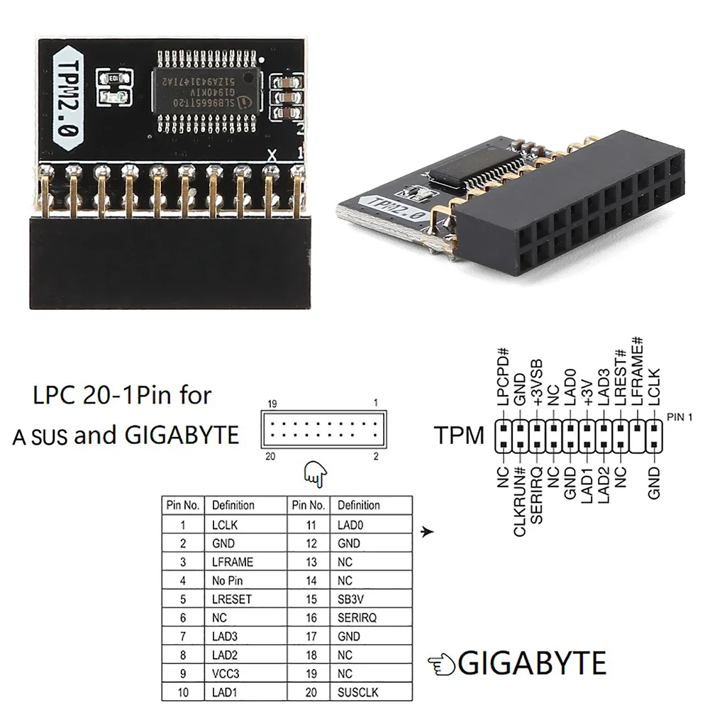 Модуль безопасности шифрования TPM 2,0, 14pin 2-9P 18pin/20 pin материнская плата, запасные части, модуль памяти 20-1 Pin для ПК Win11