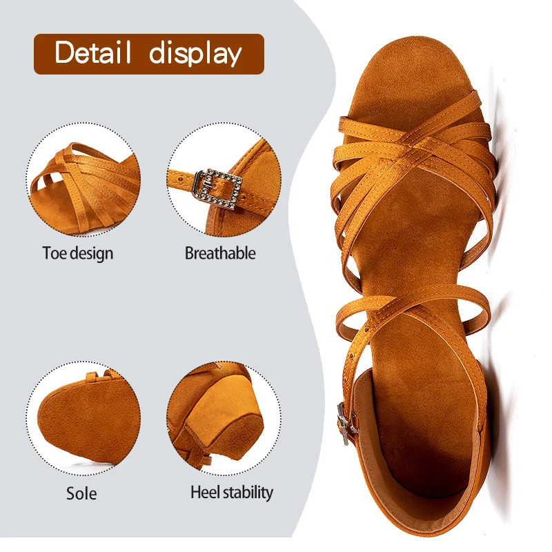 New Girls Latin Dance Shoes Ballroom Salsa Dancing Shoes Low Heels Children Tango Salsa Sandals Dance Shoes For Ladies Women 4