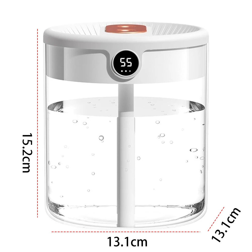 2L Portable Air Humidifier Mini Humidifier Digital Display Dual Nozzle Humidity Diffuser Cool Mist for Car Baby Room