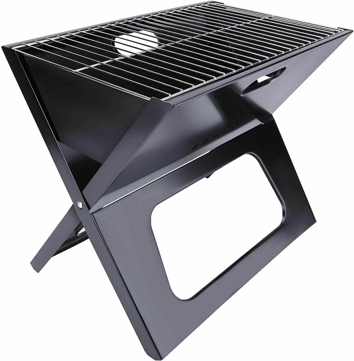 

20” Portable Grill Charcoal Barbecue Grill, Folding Grill Notebook Shape, Detachable Collapsible, Mini Tabletop Camping Grill BB