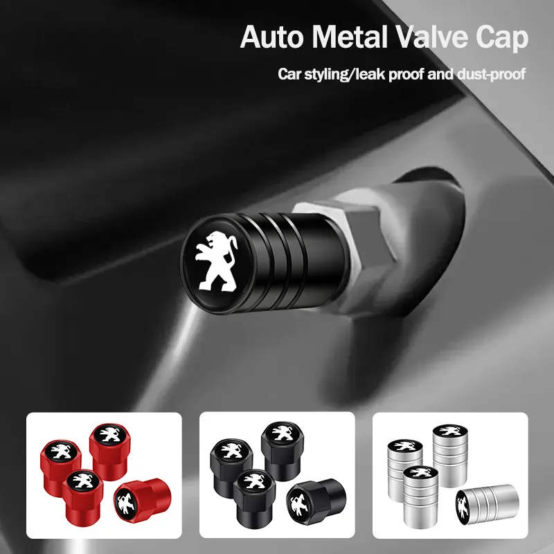 Metal Car Wheel Valve Cap 4pcs For Peugeot
