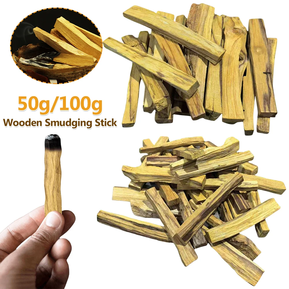 50/100g Palo Santo Natural Incense Sticks Wooden Smudging Strips Aromatherapy Incense Burner for Home Living Room Office