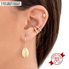 1PC 24k Gold-Plated Silver Metal Punk Ear Cuff Clip Earrings Europe and America Piercing Ear Cuff Female C-Shape Crystal Earring 6