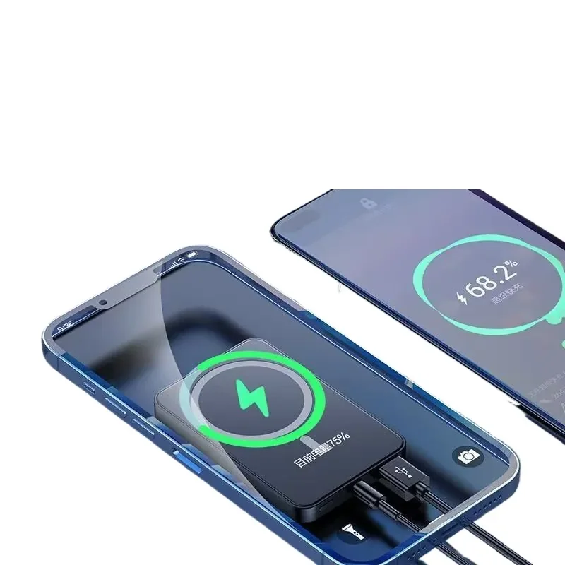 20000mAh 5V 휴대용 마그네틱 보조배터리 (아이폰 12, 13, 14, 15 시리즈 MagSafe 호환 무선 고속 충전)
