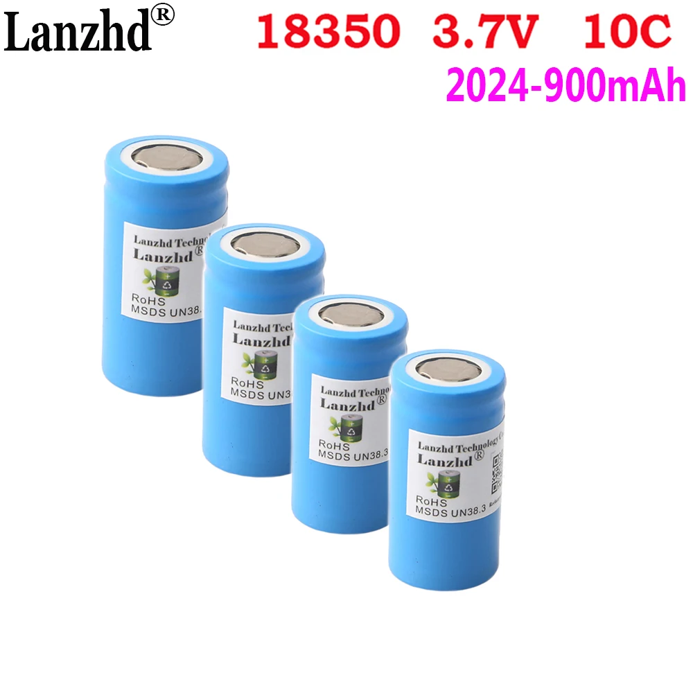 

4pcs 18350 rechargeable battery 3.7V lithium Li ion 900mAh 10C batteries For power cylindrical lamps Electric tools