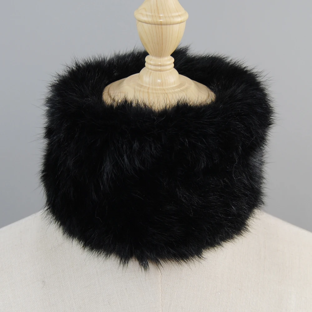 Winter Women Real Fur Handmade Stretch Fur Scarf Knit Genuine Rex Rabbit Fur Headbands Girls Natural Fur Ring Cowl Snood Scarves
