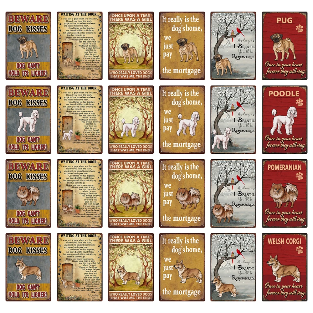 [WellCraft] Остерегайтесь пуделя померанского мопса корги собаки металлический знак настенная табличка паб винтажная живопись индивидуальный Декор
