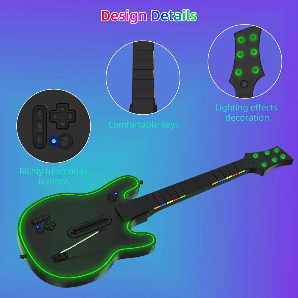Wireless Guitar Controller 2.4G Wireless PC Guitar Controller Console Gamepad for PS4 PS3 PC Hero Clone Hero Rock Band