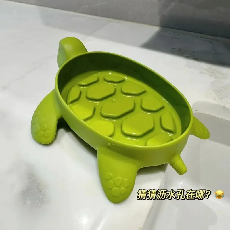 Cute Sea Turtle Shape Silicone Soap Holder Home Installation-free Soap Storage Rack Soap Organizer Case Box Bathroom Accessories