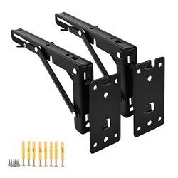 Compact 8 - Inch Heavy Duty Wall - Mounted Folding Shelf Bracket - 8 inch (Balck - 2pcs(1 pair))